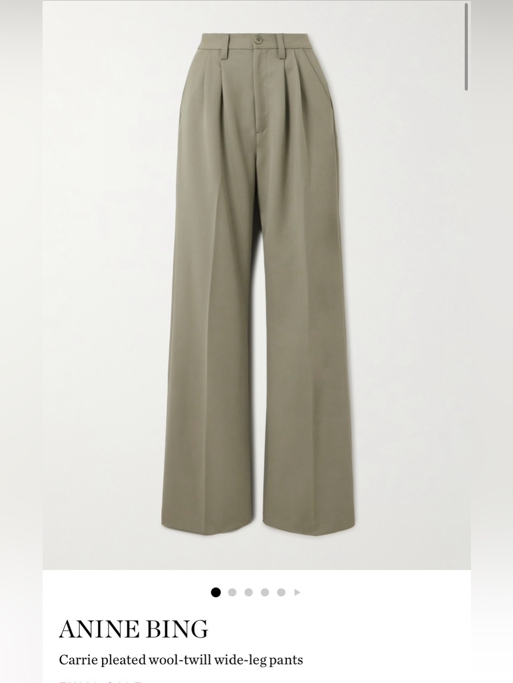Annie Bing Carrie Pleated Wool Twill wide Leg Pants Sz S